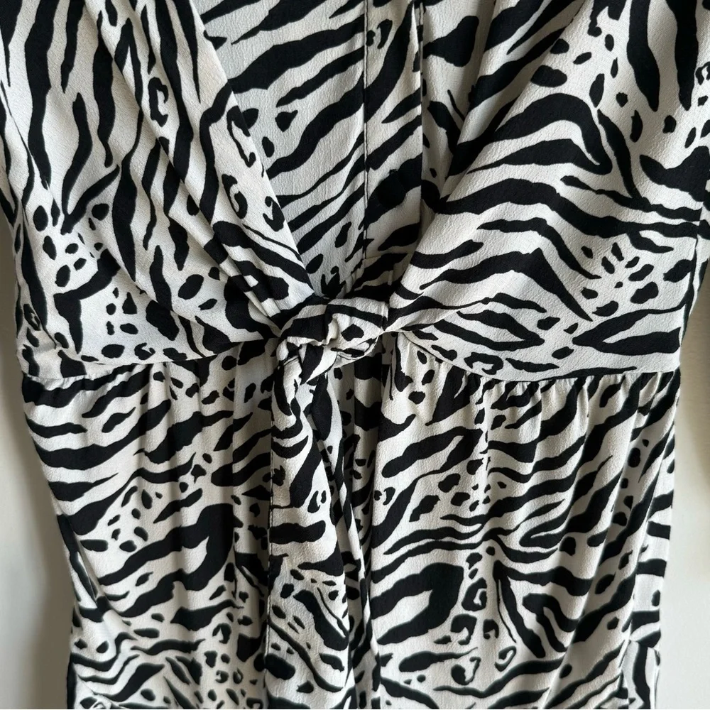 ZARA Zebra Print White Black Mini Dress Size Small - Picture 4 of 7